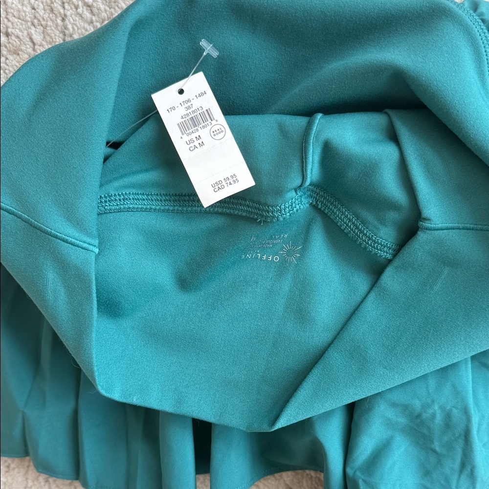 aerie Teal Pleated Waistband Athletic Shorts - Picture 3 of 5